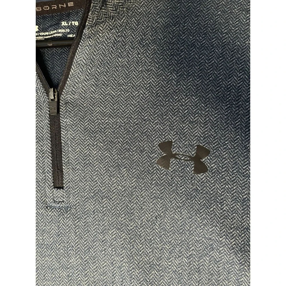 Under Armour Threadborne Pullover Jacket Men's Size XL Blue 1/4 Zip Heat Gear